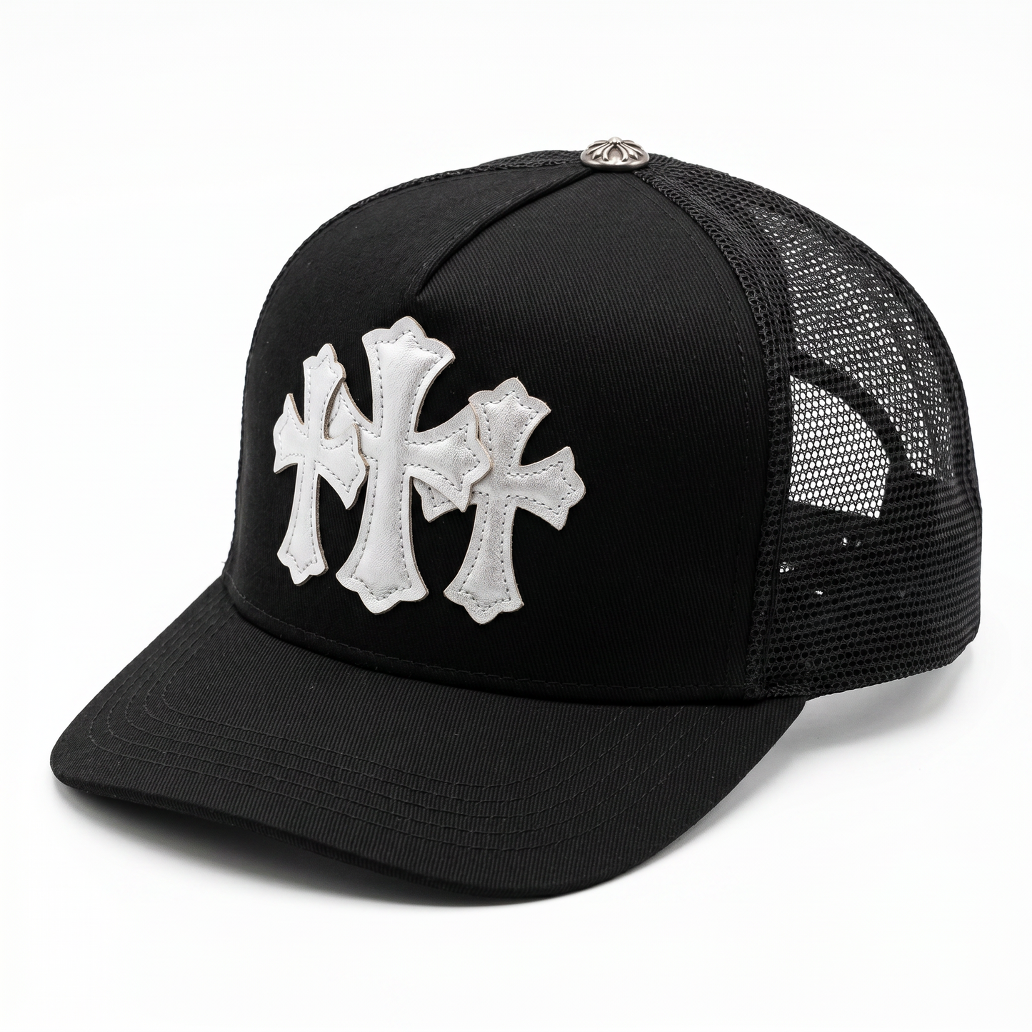 Gorra Chrome Hearts Triple Cross Trucker Negra Blanca