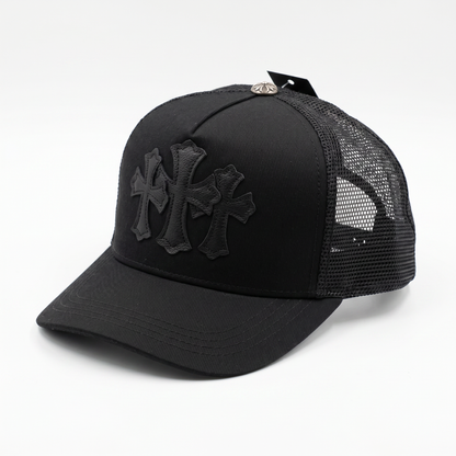 Gorra Chrome Hearts Triple Cross Trucker Negra / Negra