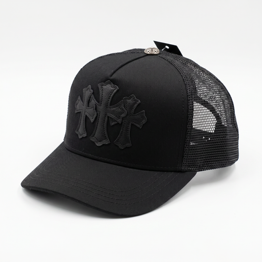 Gorra Chrome Hearts Triple Cross Trucker Negra / Negra