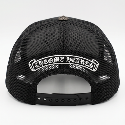 Gorra Chrome Hearts Triple Cross Trucker Negra Blanca